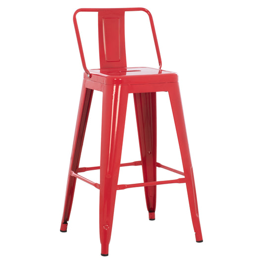 BAR STOOL MEDIUM HEIGHT MELITA-PRO HM8574.44 METAL IN RED 43x43x88Hcm. image 1