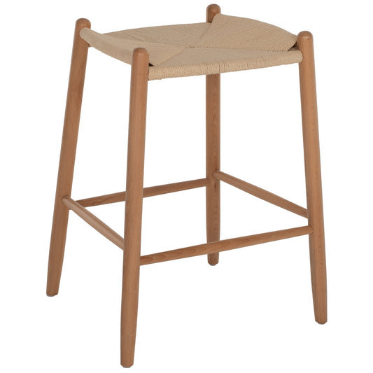 BAR STOOL MEDIUM HEIGHT BEECH WOOD-ROPE 44x46x65Hcm.HM9321.01 image 1