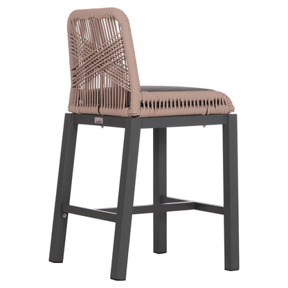 BAR STOOL MEDIUM HEIGHT HOWARD HM5791.21 ALUMINUM IN ANTHRACITE--BEIGE ROPE 47.5x55x94.5Hcm.