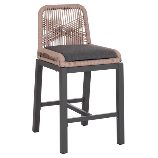 BAR STOOL MEDIUM HEIGHT HOWARD HM5791.21 ALUMINUM IN ANTHRACITE--BEIGE ROPE 47.5x55x94.5Hcm. image 1
