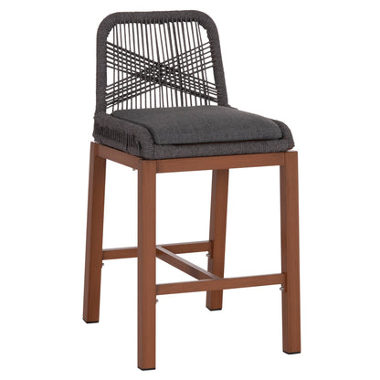 BAR STOOL MEDIUM HEIGHT HOWARD HM5791.22 ALUMINUM IN BROWN--DARK GREY ROPE 47.5x55x94.5Hcm. image 1
