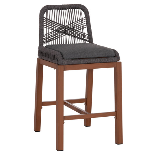 BAR STOOL MEDIUM HEIGHT HOWARD HM5791.22 ALUMINUM IN BROWN--DARK GREY ROPE 47.5x55x94.5Hcm. image 1