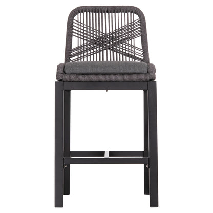 BAR STOOL MEDIUM HEIGHT HOWARD HM5791.23 ALUMINUM IN BLACK--DARK GREY ROPE 47.5x55x94.5Hcm.