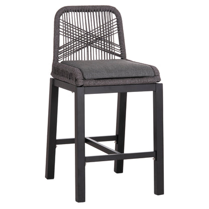 BAR STOOL MEDIUM HEIGHT HOWARD HM5791.23 ALUMINUM IN BLACK--DARK GREY ROPE 47.5x55x94.5Hcm. image 1