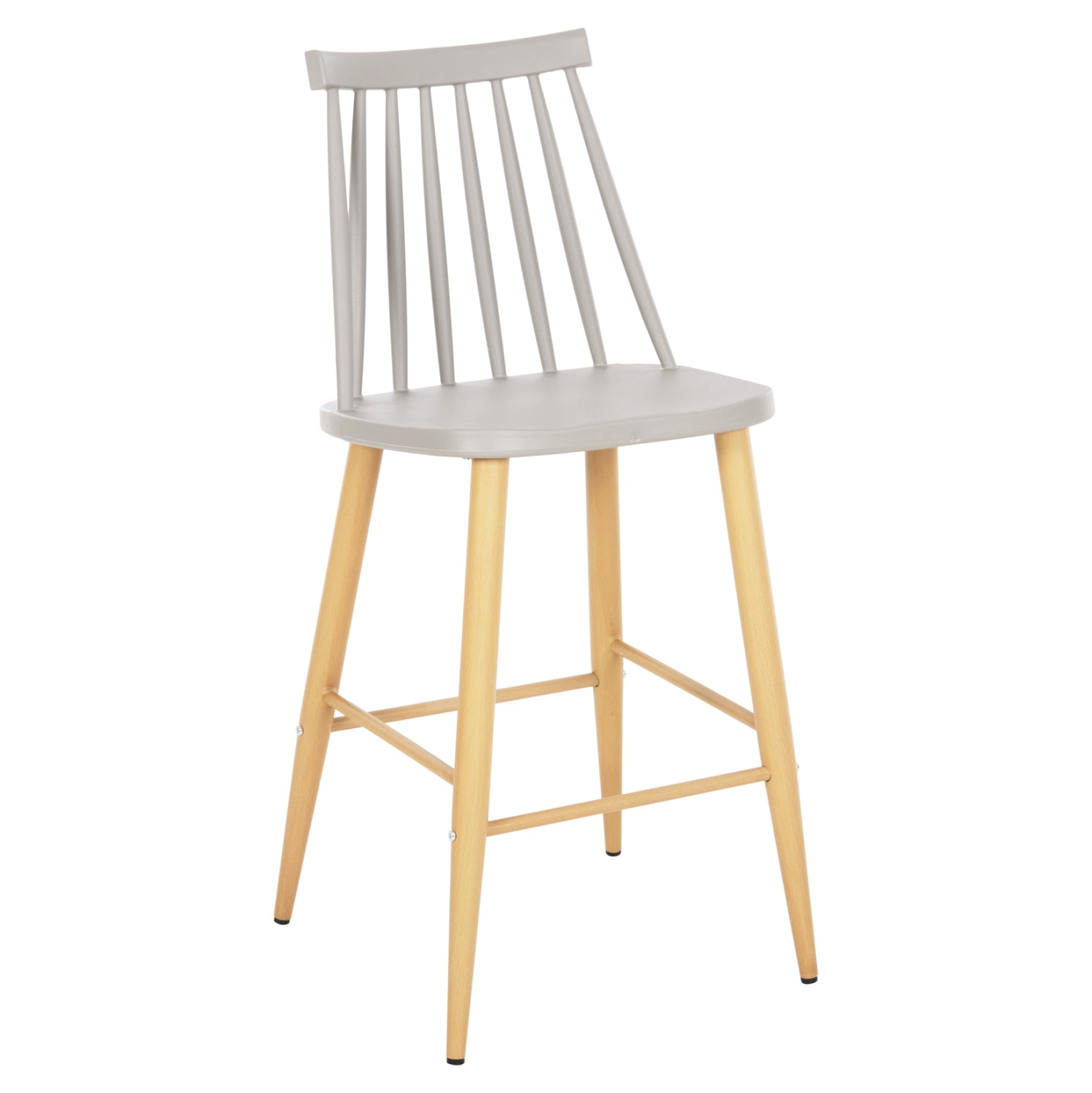 BAR STOOL MEDIUM HEIGHT VANESSA HM9300.10 GREY POLYPROPYLENE & METAL IN NATURAL WOOD 45x48x96Hcm. image 1