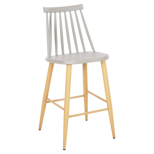 BAR STOOL MEDIUM HEIGHT VANESSA HM9300.10 GREY POLYPROPYLENE & METAL IN NATURAL WOOD 45x48x96Hcm. image 1