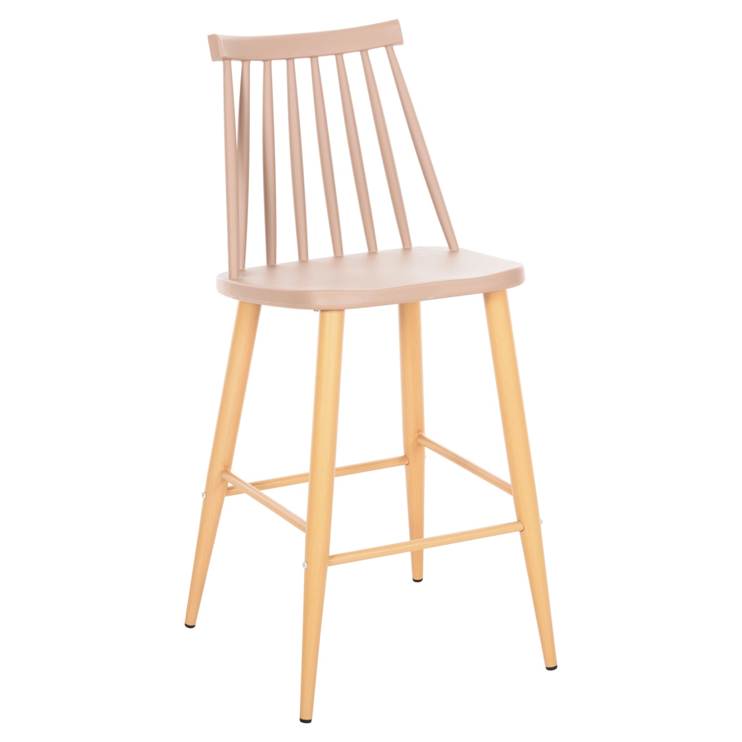BAR STOOL MEDIUM HEIGHT VANESSA HM9300.25 CAPPUCCINO PP & METAL LEGS IN WOOD COLOR 45,5x46x97Hcm. image 1