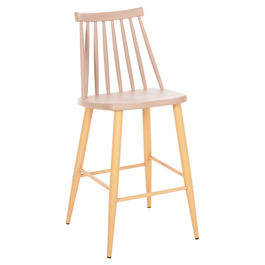 BAR STOOL MEDIUM HEIGHT VANESSA HM9300.25 CAPPUCCINO PP & METAL LEGS IN WOOD COLOR 45,5x46x97Hcm. image 1