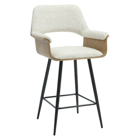 BAR STOOL MED.HEIGHT CLIPP HM9987.02 BLACK METAL LEGS-ECRU FABRIC 57,5x53x98Hcm. image 1