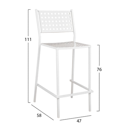 Bar Stool Olympias Metallic HM5528.02 White color 47x58x111cm