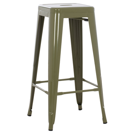 BAR STOOL MELITA-PRO HM8642.43 METAL IN DARK OLIVE 43x43x78Hcm. image 1