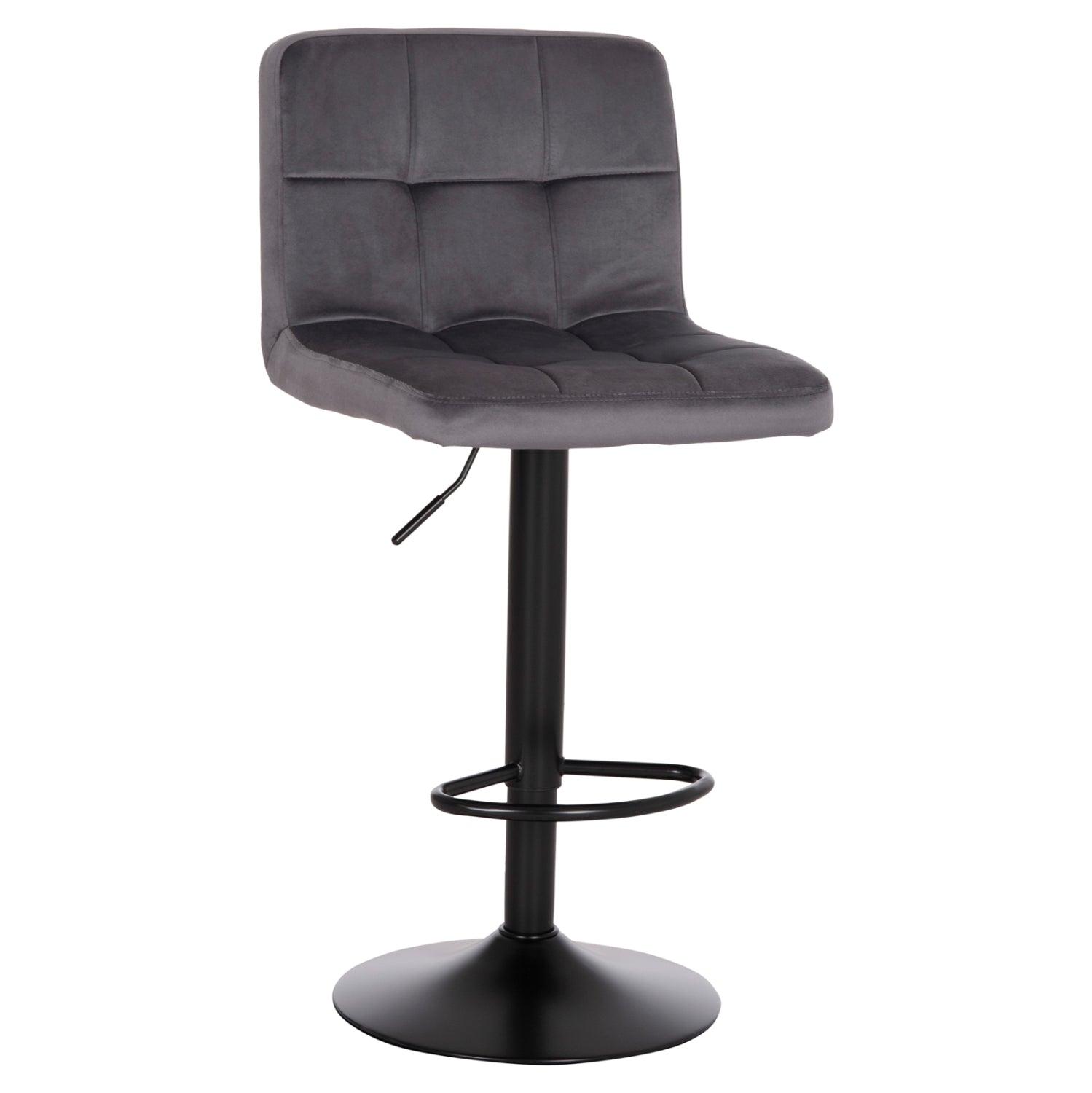BAR STOOL SWIVELING DIANA HM202.41 GREY VELVET--BLACK MATTE METAL 44x52x109Hcm. image 1