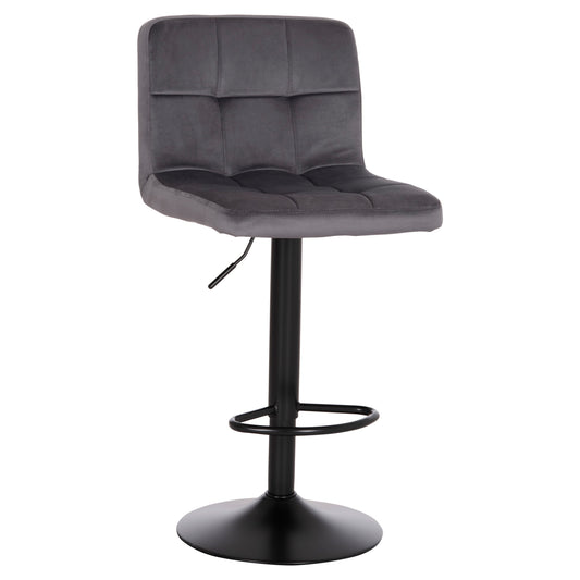BAR STOOL SWIVELING DIANA HM202.41 GREY VELVET--BLACK MATTE METAL 44x52x109Hcm. image 1
