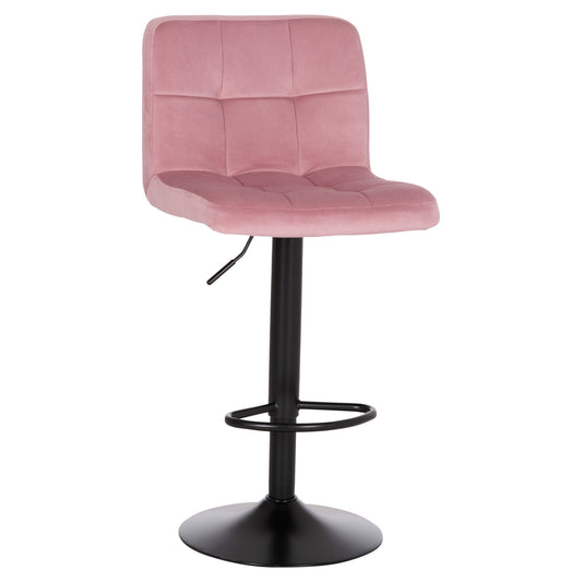 BAR STOOL SWIVELING DIANA HM202.42 DUSTY PINK VELVET--BLACK MATTE METAL 44x52x109Hcm. image 1