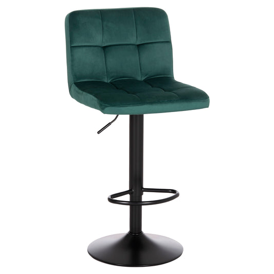 BAR STOOL SWIVELING DIANA HM202.43 CYPRESS GREEN VELVET--BLACK MATTE METAL 44x52x109Hcm. image 1