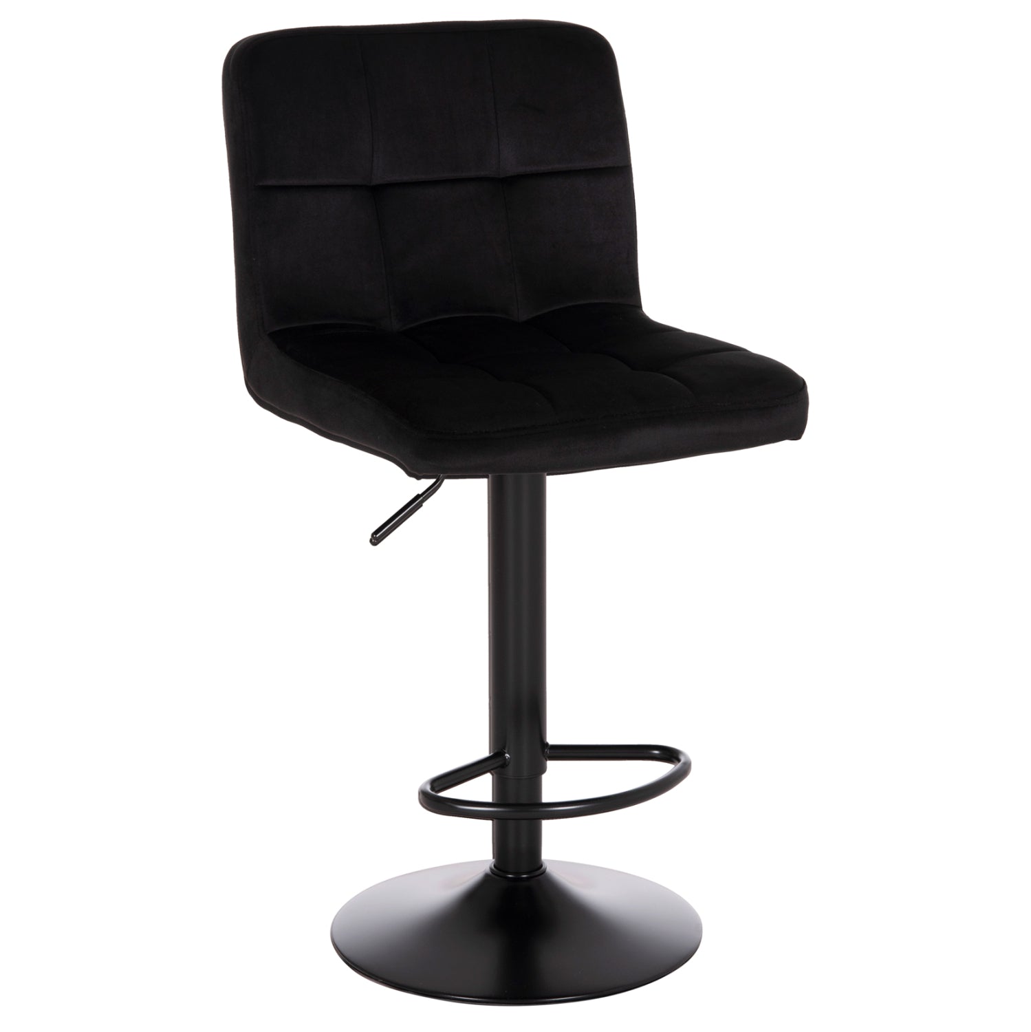 BAR STOOL SWIVELING DIANA HM202.44 BLACK VELVET--BLACK MATTE METAL 44x52x109Hcm. image 1