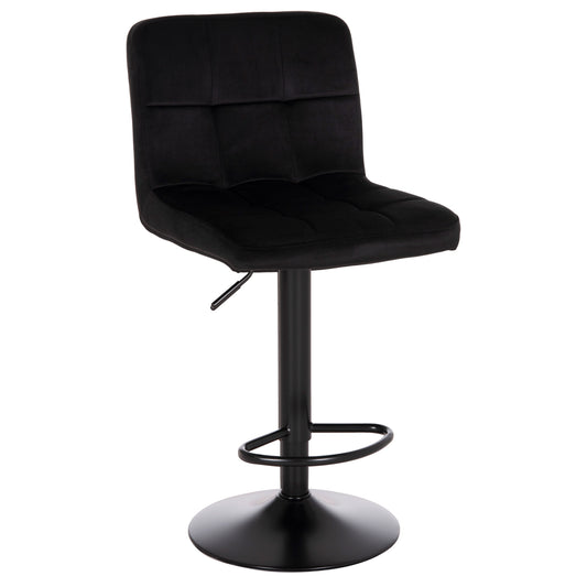 BAR STOOL SWIVELING DIANA HM202.44 BLACK VELVET--BLACK MATTE METAL 44x52x109Hcm. image 1