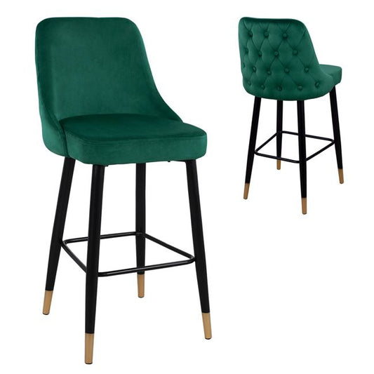 Bar Stool SERENITY HM8519.03 Velvet Cypress Green Color and metallic frame 51x57x110cm image 1