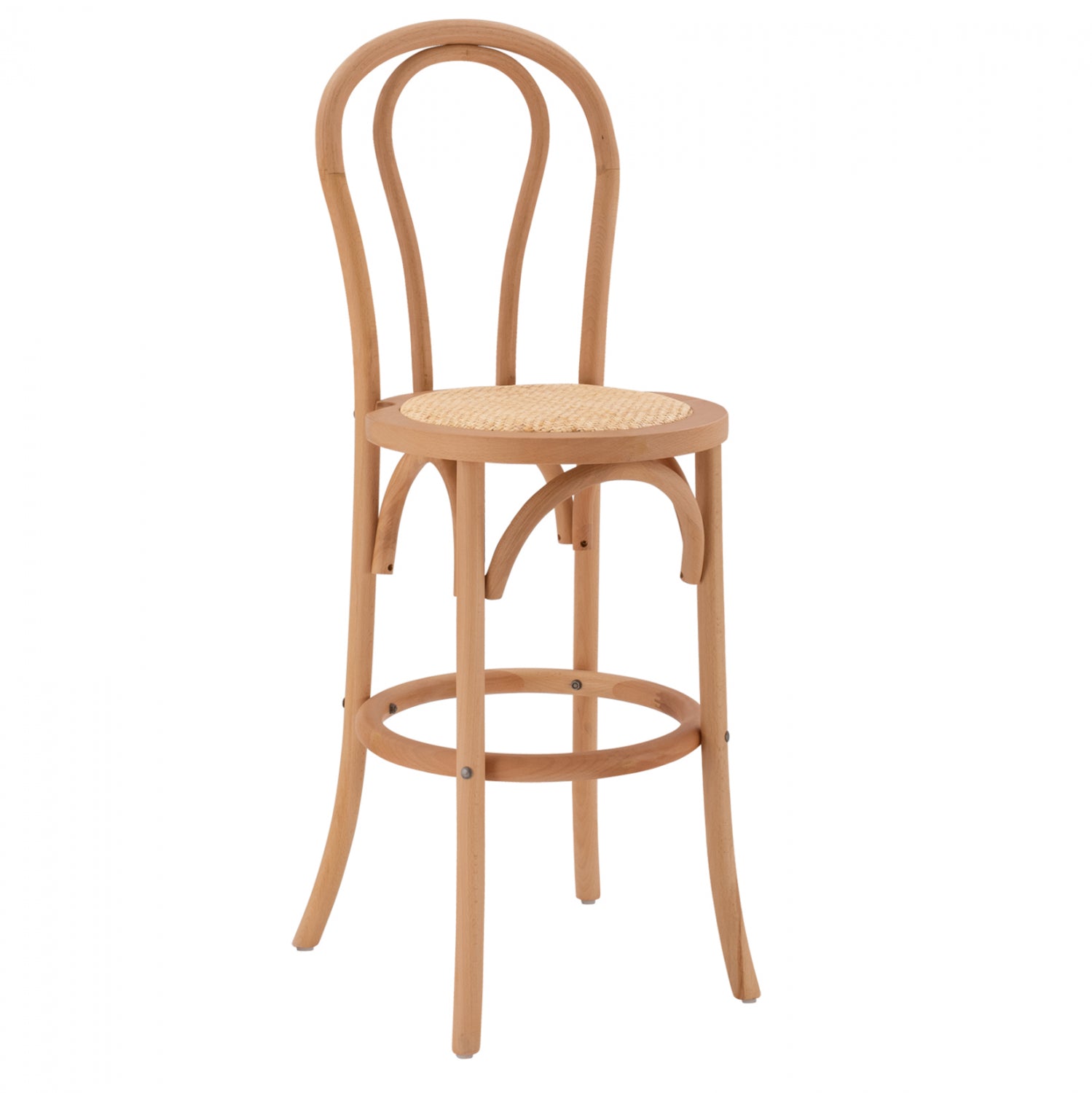 Wooden bar stool from beech wood in natural color with mat 41x47x108 HM8749.01 image 1