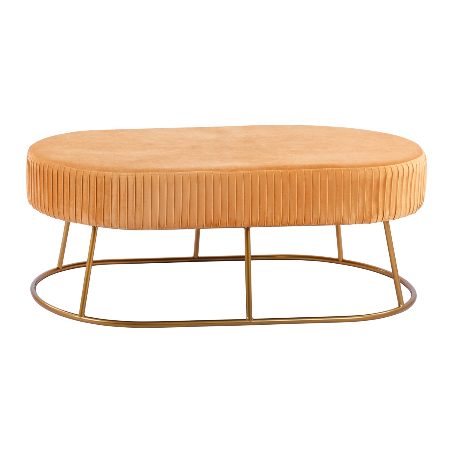 Bench Alinafe HM8635.09 from gold velvet with gold base 118x64x40,5cm image 1