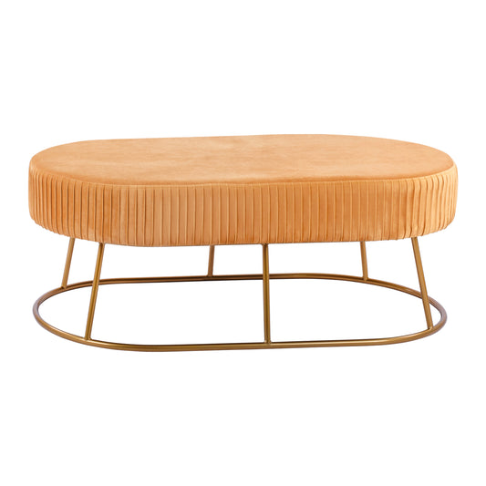 Bench Alinafe HM8635.09 from gold velvet with gold base 118x64x40,5cm image 1
