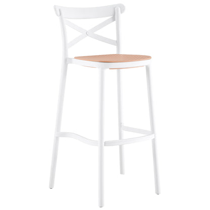 BAR STOOL CONN HM5933.01 POLYPROPYLENE WITH BACKREST WHITE AND BEIGE SEAT 41x49x102Hcm. image 1