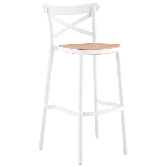 BAR STOOL CONN HM5933.01 POLYPROPYLENE WITH BACKREST WHITE AND BEIGE SEAT 41x49x102Hcm. image 1