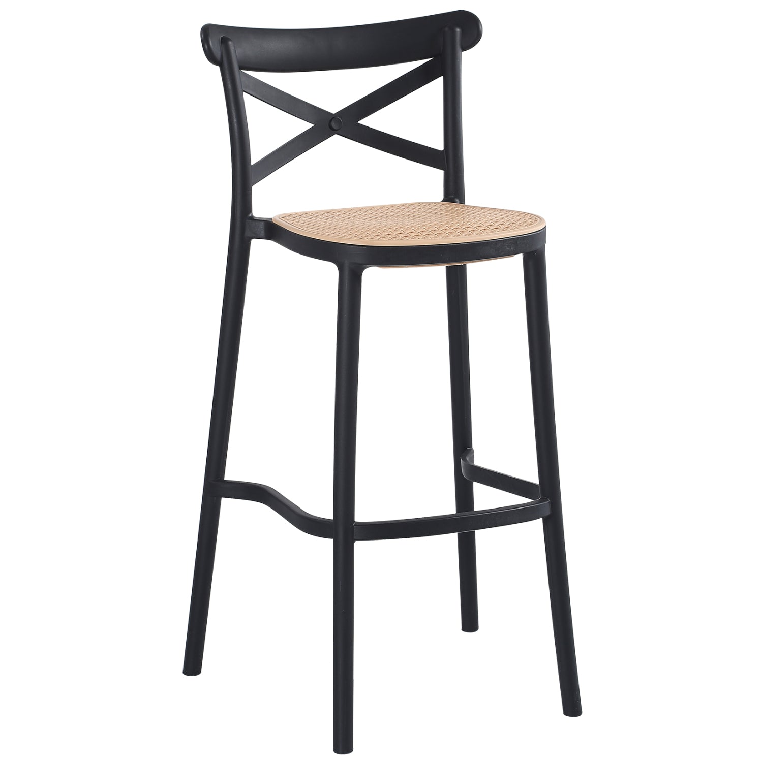 BAR STOOL CONN HM5933.02 POLYPROPYLENE WITH BACKREST BLACK AND BEIGE SEAT 41x49x102Hcm. image 1