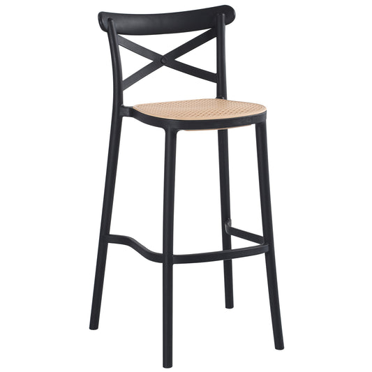 BAR STOOL CONN HM5933.02 POLYPROPYLENE WITH BACKREST BLACK AND BEIGE SEAT 41x49x102Hcm. image 1