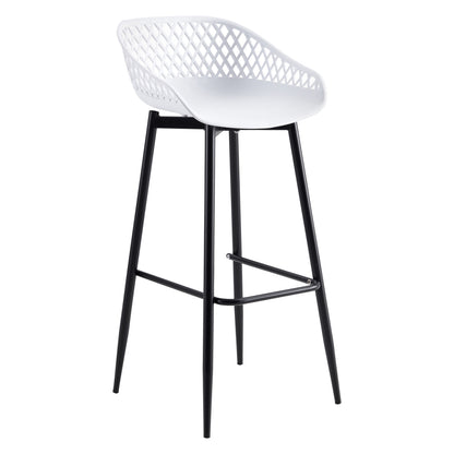 BAR STOOL HM8686.11 WHITE POLYPROPYLENE AND BLACK METAL LEGS 45x45x97Hcm. image 1