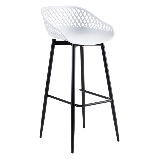 BAR STOOL HM8686.11 WHITE POLYPROPYLENE AND BLACK METAL LEGS 45x45x97Hcm. image 1