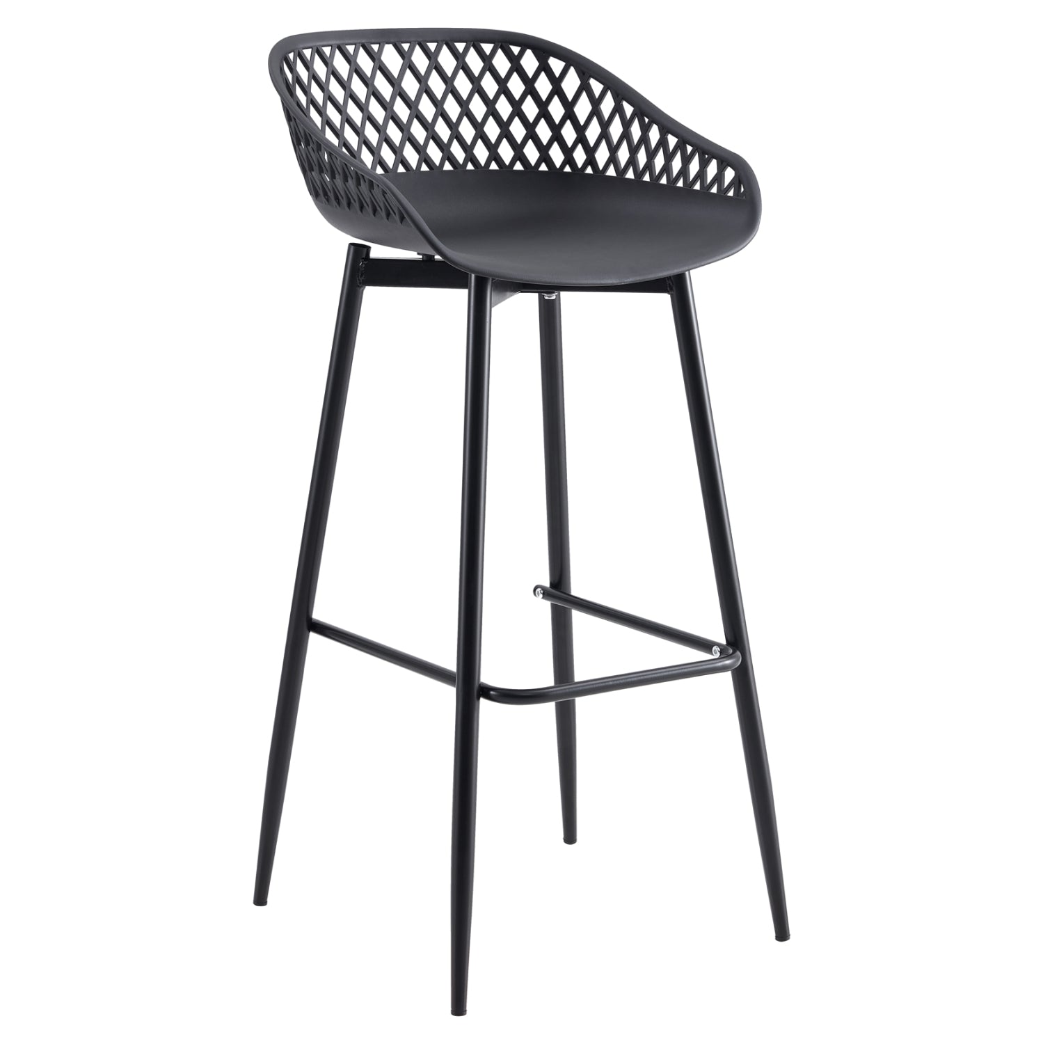 BAR STOOL HM8686.12 BLACK POLYPROPYLENE AND BLACK METAL LEGS 45x45x97Hcm. image 1