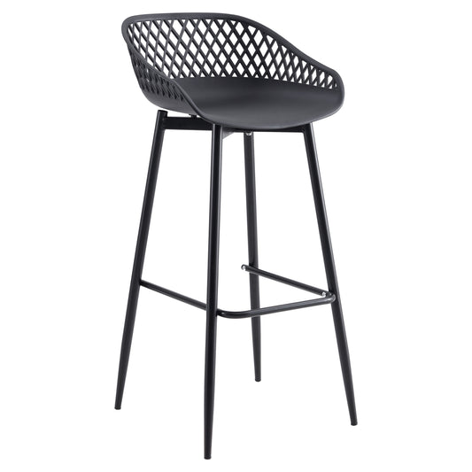 BAR STOOL HM8686.12 BLACK POLYPROPYLENE AND BLACK METAL LEGS 45x45x97Hcm. image 1