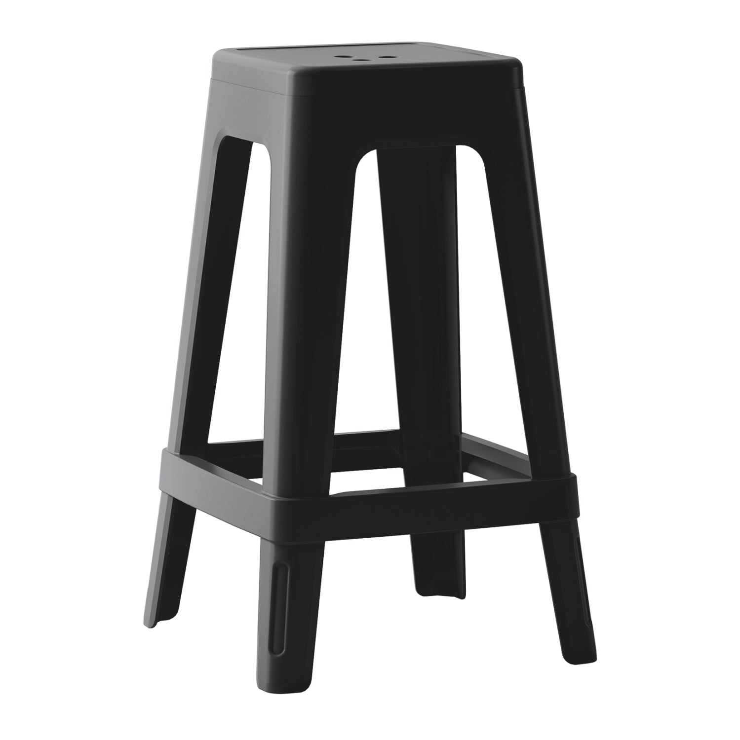 POLYPROPYLENE STOOL SQUARE ZEB HM6128.02 BLACK 35x35x65Hcm. image 1