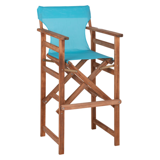 DIRECTOR'S BAR STOOL IN WALNUT WITH SKY-BLUE TEXTILENE HM10374.08 58x58x118Hcm. image 1
