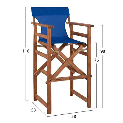 Stool Bar Director's Walnut with pillow pvc blue HM10374.01