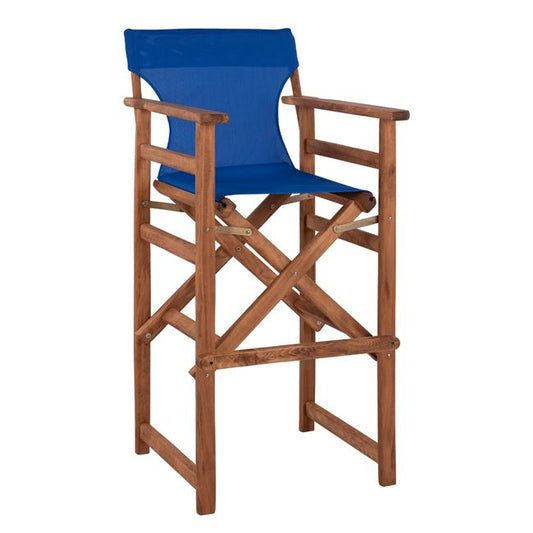 Stool Bar Director's Walnut with pillow pvc blue HM10374.01 image 1
