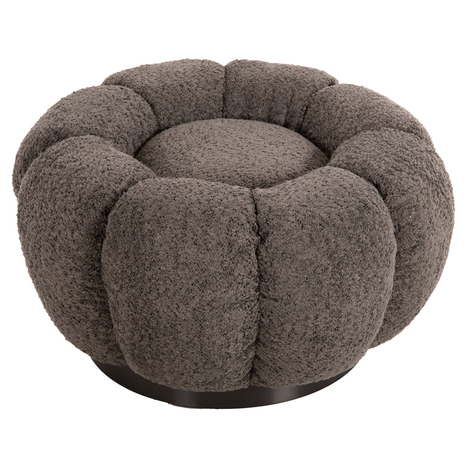 STOOL ROUND KRIPP HM9602.01 GREY BOUCLE-BLACK METAL BASE Φ60x31Hcm. image 1