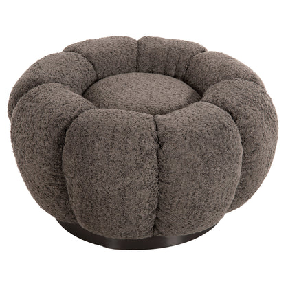 STOOL ROUND KRIPP HM9602.01 GREY BOUCLE-BLACK METAL BASE Φ60x31Hcm. image 1