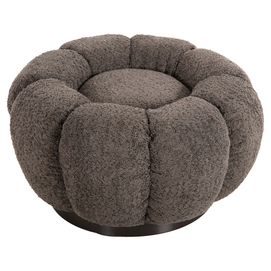 STOOL ROUND KRIPP HM9602.01 GREY BOUCLE-BLACK METAL BASE Φ60x31Hcm. image 1