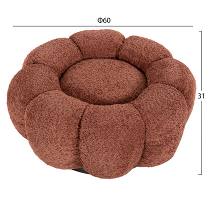 STOOL ROUND KRIPP HM9602.02 PINK BOUCLE-BLACK METAL BASE Φ60x31Hcm.