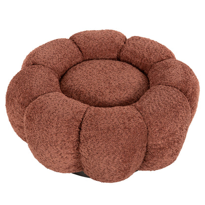 STOOL ROUND KRIPP HM9602.02 PINK BOUCLE-BLACK METAL BASE Φ60x31Hcm. image 1