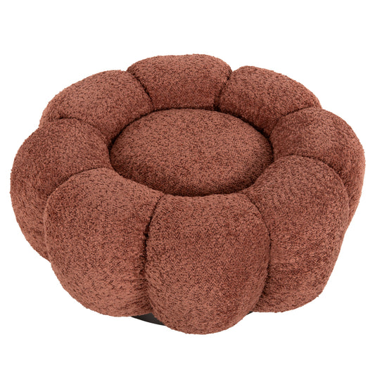 STOOL ROUND KRIPP HM9602.02 PINK BOUCLE-BLACK METAL BASE Φ60x31Hcm. image 1