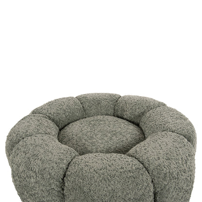 STOOL ROUND KRIPP HM9602.05 PISTACHIO GREEN BOUCLE-BLACK METAL BASE Φ60x31Hcm.