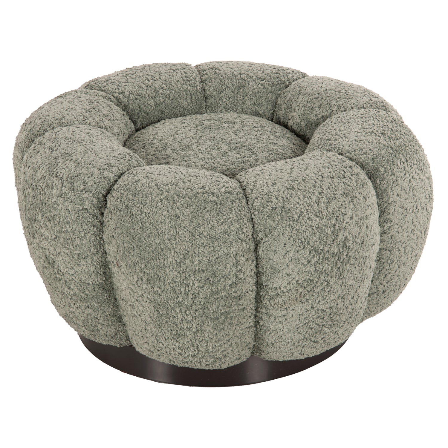 STOOL ROUND KRIPP HM9602.05 PISTACHIO GREEN BOUCLE-BLACK METAL BASE Φ60x31Hcm. image 1