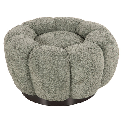 STOOL ROUND KRIPP HM9602.05 PISTACHIO GREEN BOUCLE-BLACK METAL BASE Φ60x31Hcm. image 1
