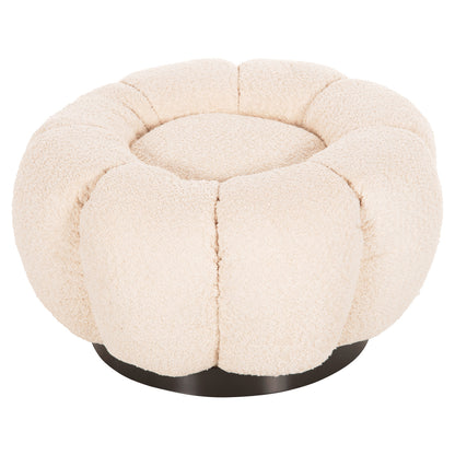 STOOL ROUND KRIPP HM9602.06 ECRU BOUCLE-BLACK METAL BASE Φ60x31Hcm. image 1