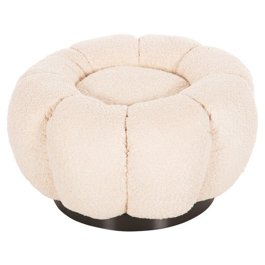 STOOL ROUND KRIPP HM9602.06 ECRU BOUCLE-BLACK METAL BASE Φ60x31Hcm. image 1