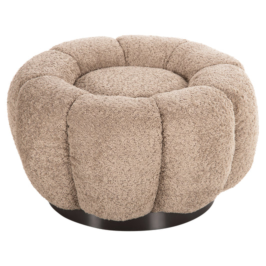 STOOL ROUND KRIPP HM9602.08 BEIGE BOUCLE-BLACK METAL BASE Φ60x31Hcm. image 1