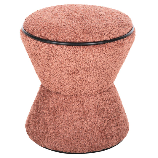 STOOL ROUND LINNER HM9604.02 BOUCLE FABRIC PINK-BLACK DETAIL D38x44 cm. image 1